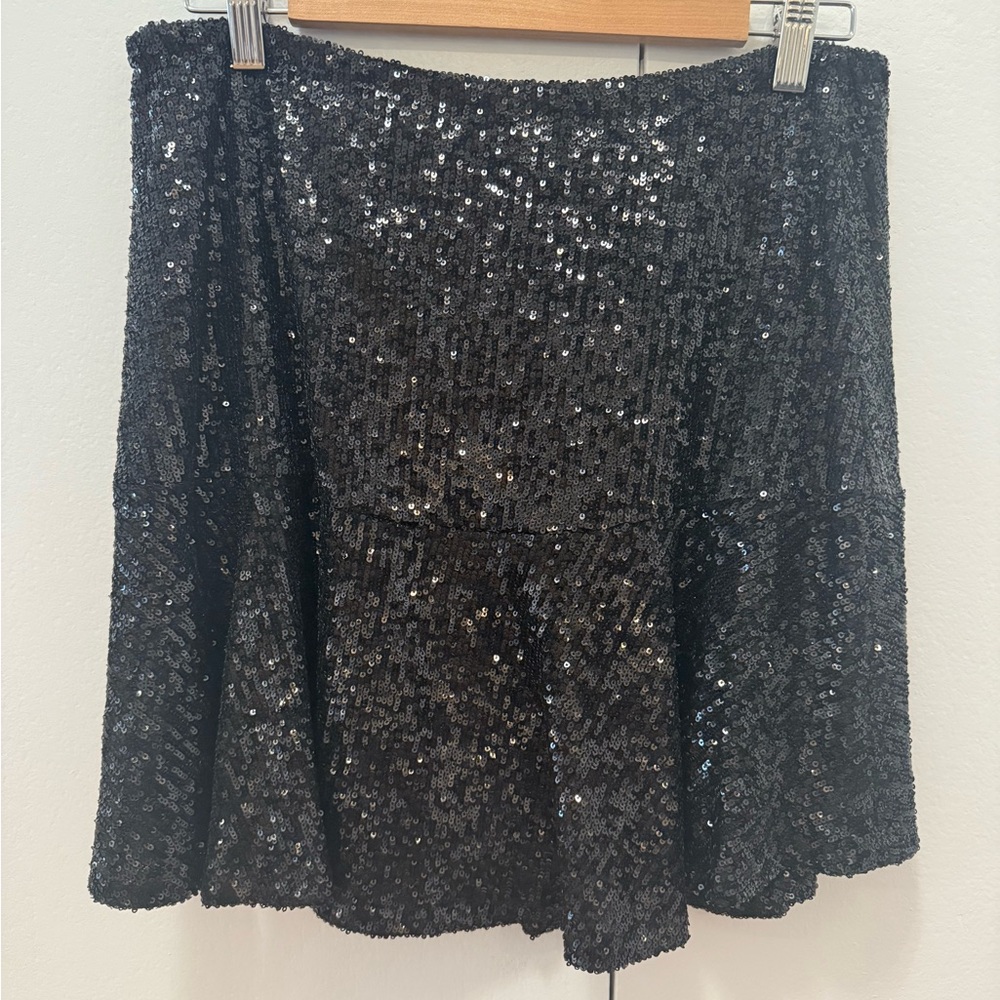 Free People Black Sequin Mini Skirt